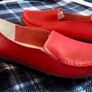 Comfortable red Loafers size 9. New never worn.